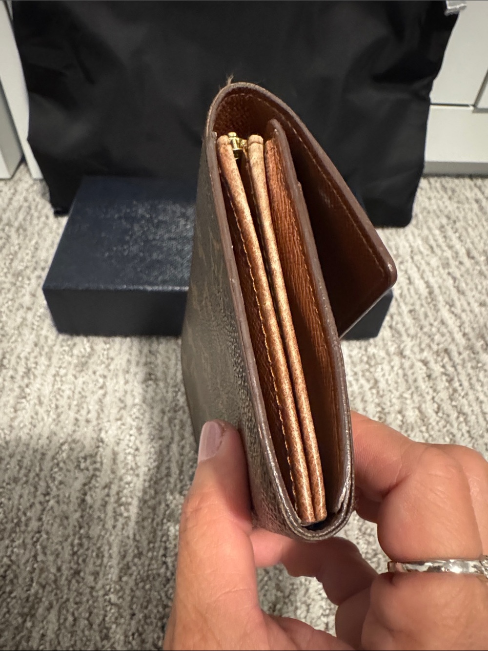 Authentic Louis Vuitton Monogram Canvas Continental Wallet in Brown and Gold - Picture 5 of 15